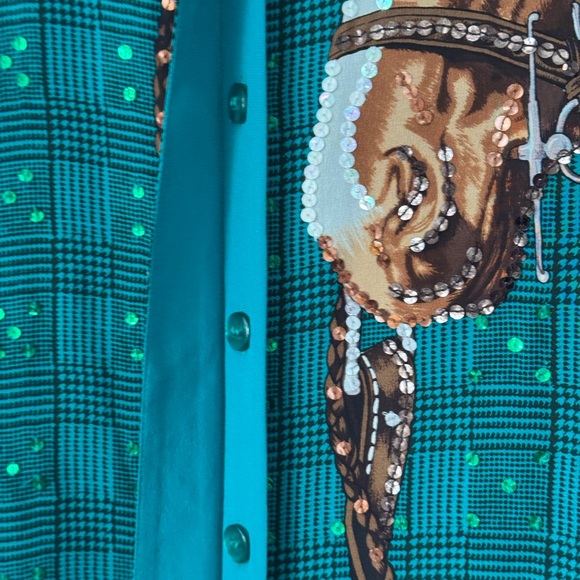 Vintage Diane Gilman Horse Sequin Blouse 100% Silk 2X - Picture 6 of 12